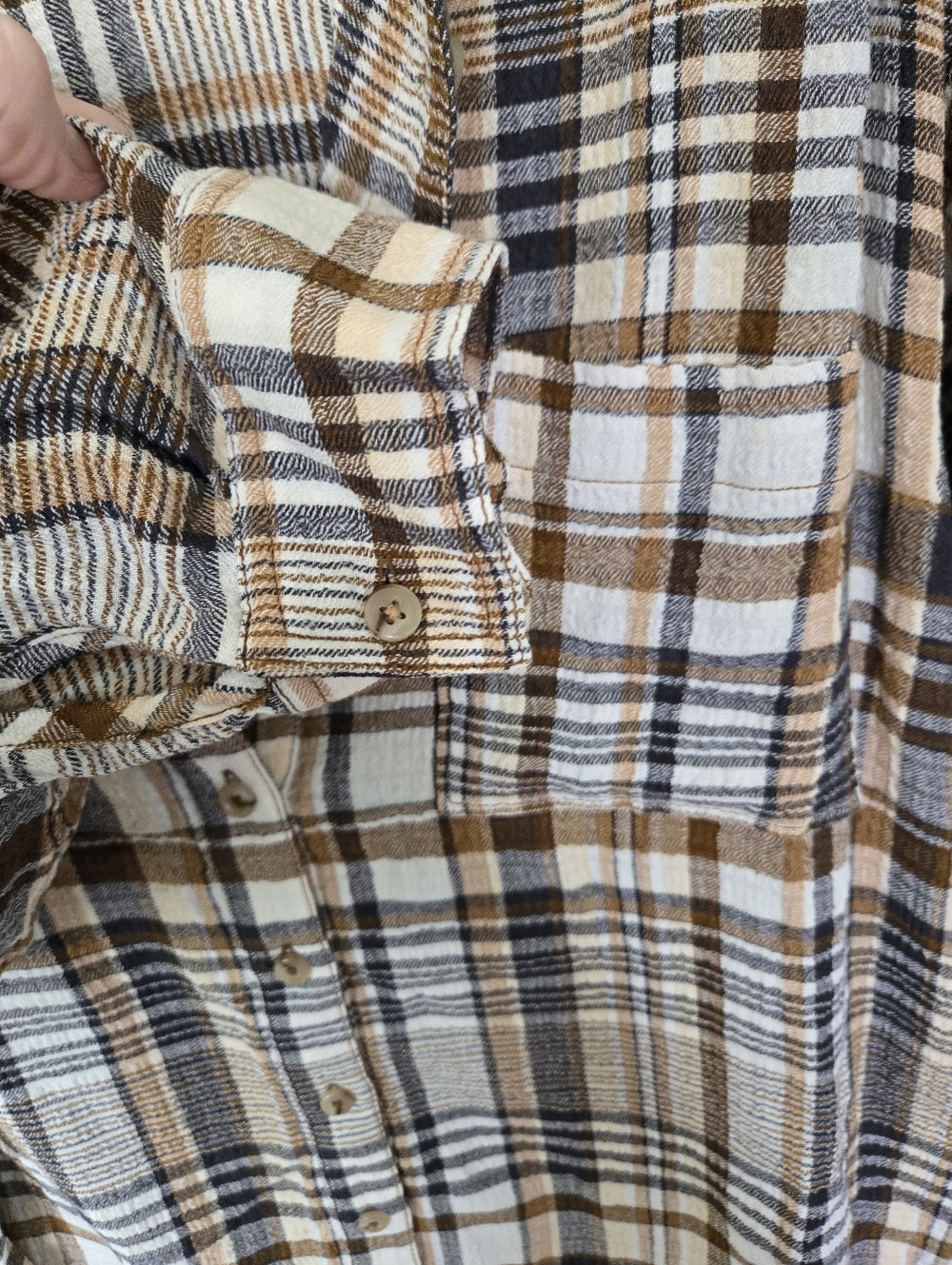 Pilcro Black, Brown & Cream Plaid Shirt - Picture 4 of 4